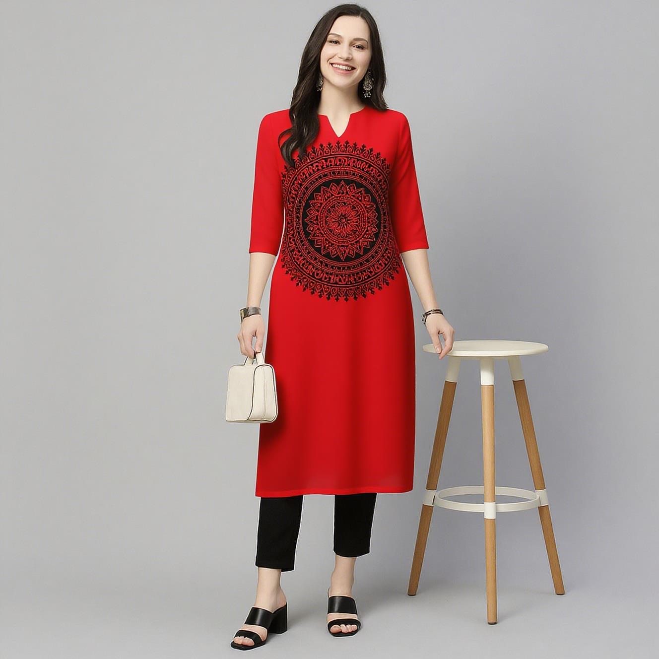 Ethnic Fashion Kurtis - Moslim Kurt Bloemen Damesmode Comfortabele Nationale