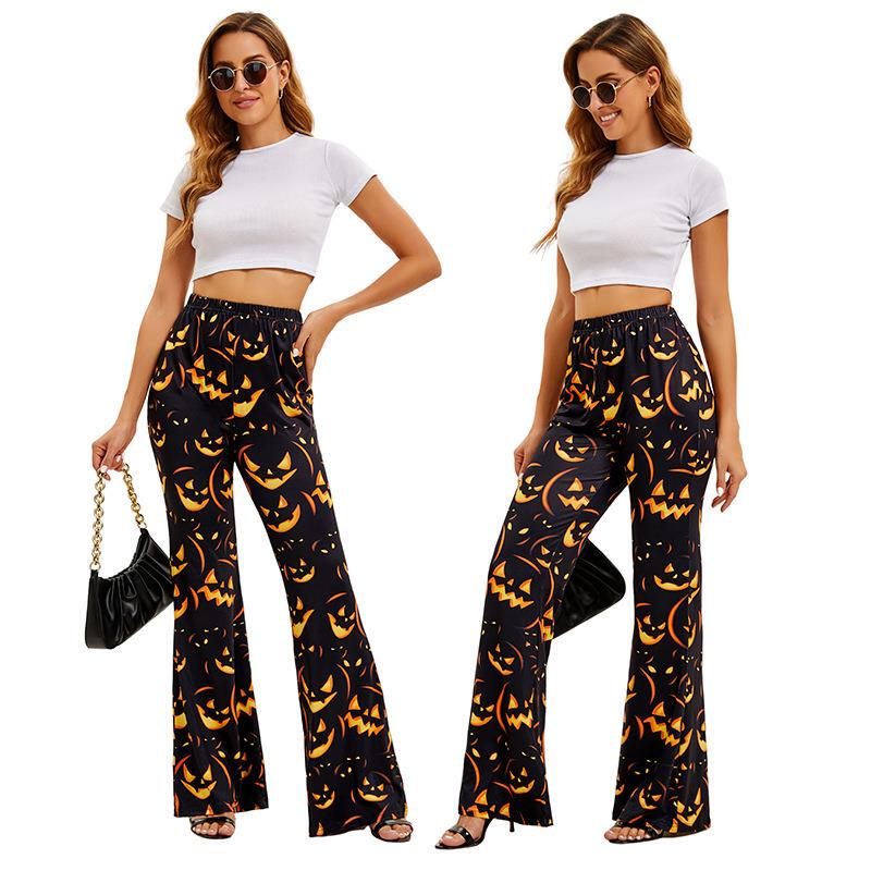 Ethnic Wear Fashion Brand - Halloween Bat Pumpkin Print Damesbroek Etnisch