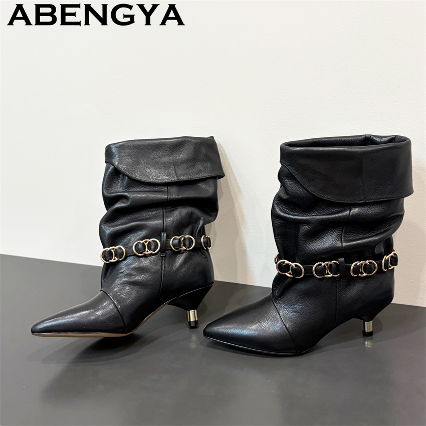 Ethnic Fashion Week - Kwaliteit Echt Leer Kitten Heel Enkellaarsjes