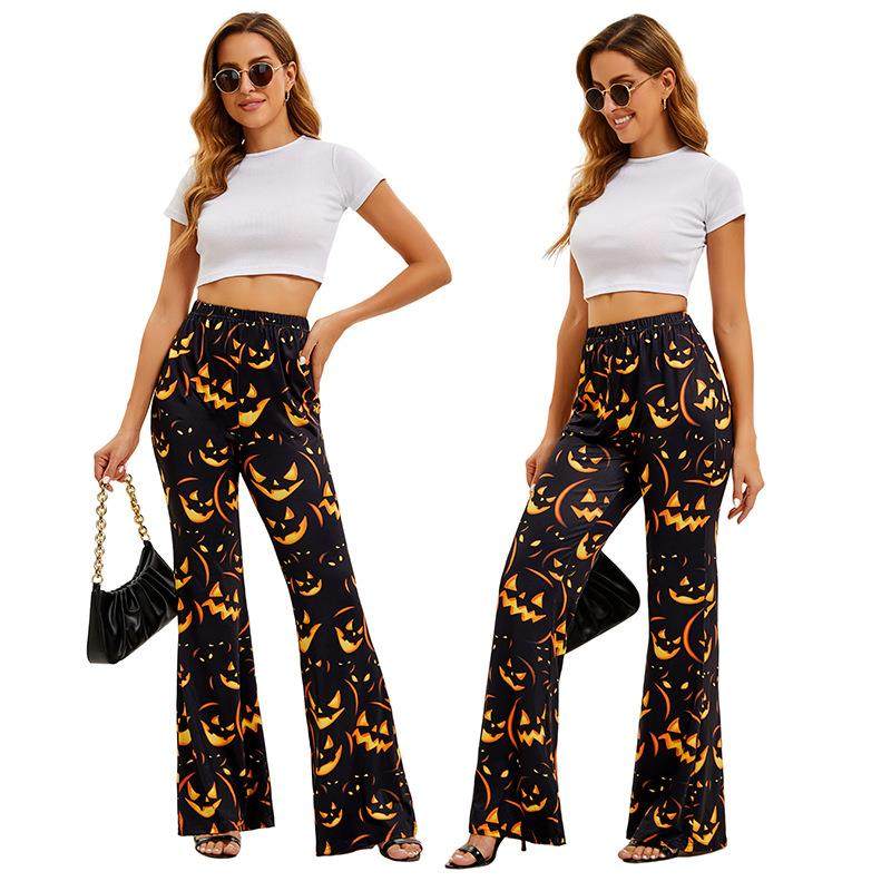 Ethnic Wear Fashion Brand - Halloween Vleermuis Pompoen Print Damesbroek Etnisch