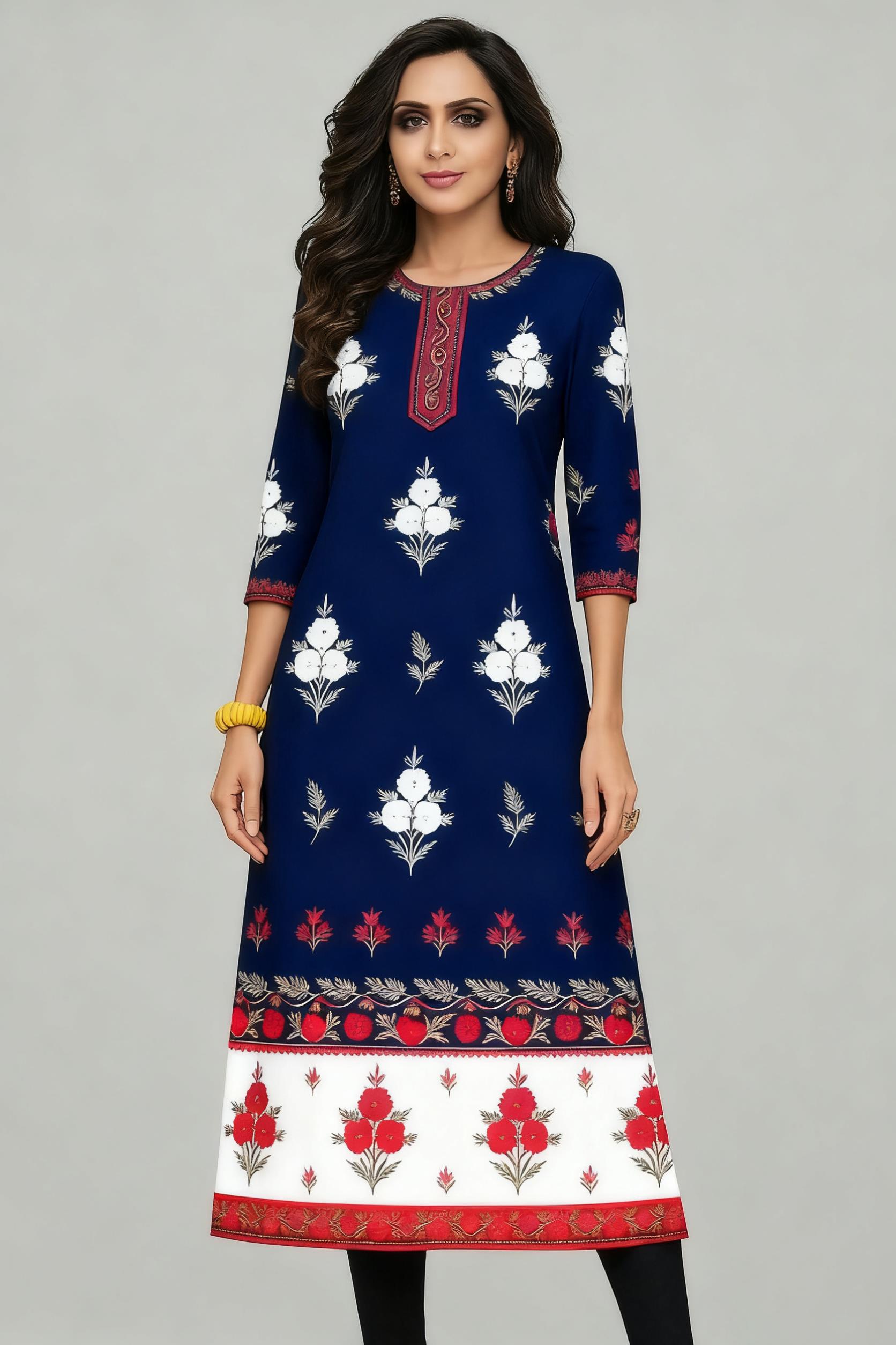 Moslim Kurt Bloemen Damesmode  - Ethnic Fashion Kurtis recensie en prijs