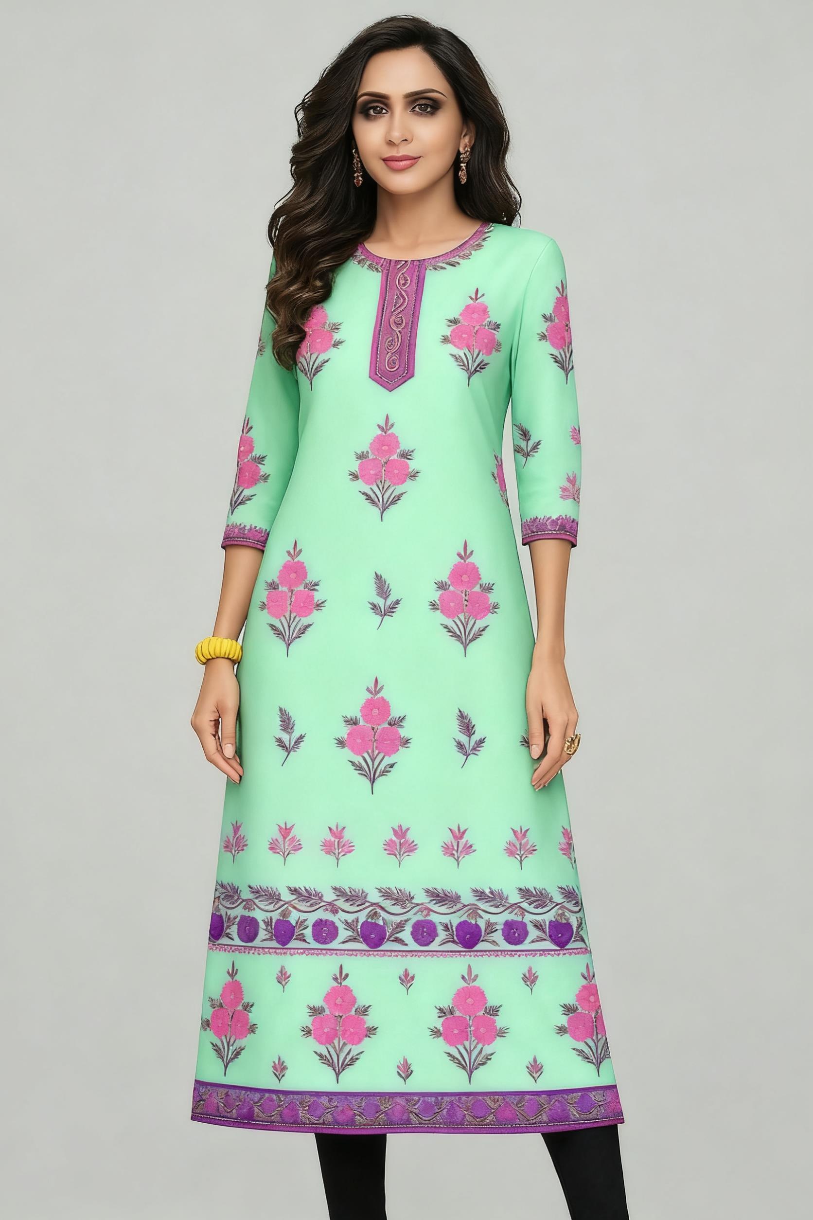 Moslim Kurt Bloemen Damesmode  - Ethnic Fashion Kurtis recensie en prijs