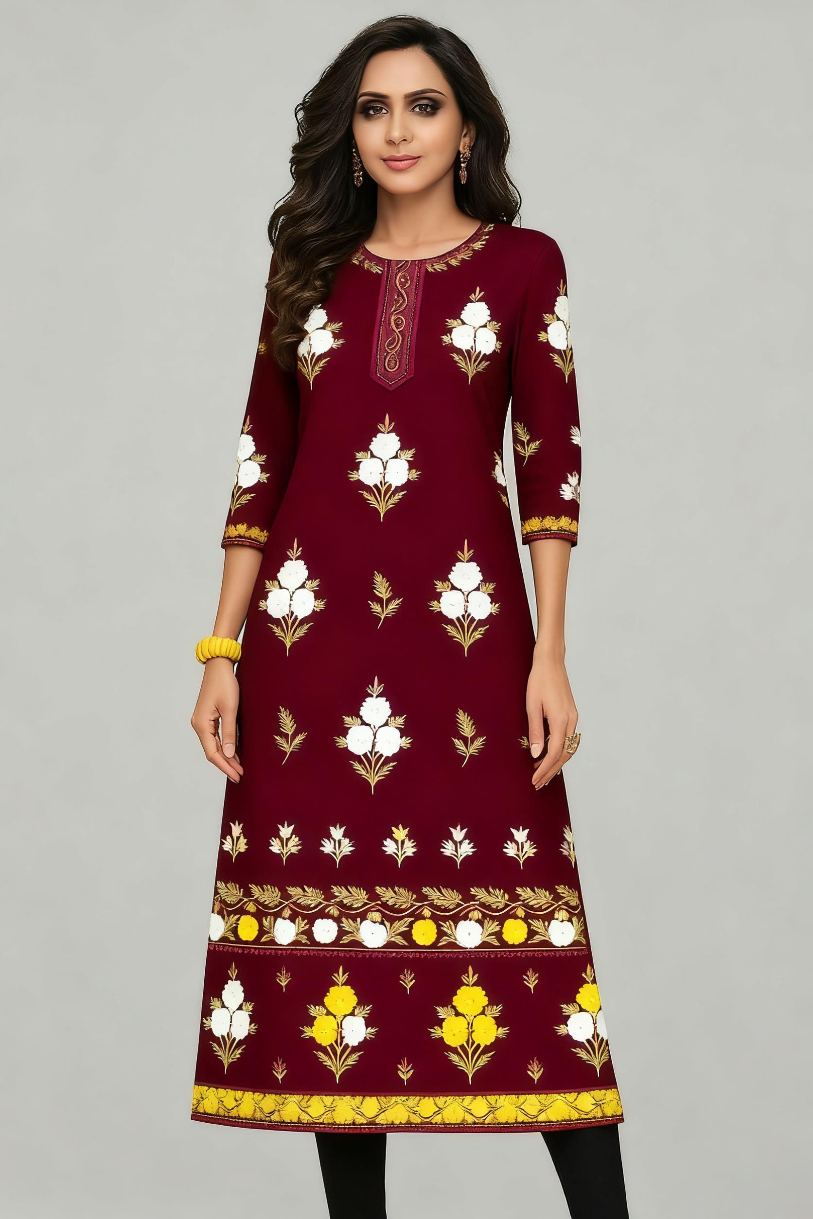 Moslim Kurt Bloemen Damesmode  - Ethnic Fashion Kurtis recensie en prijs
