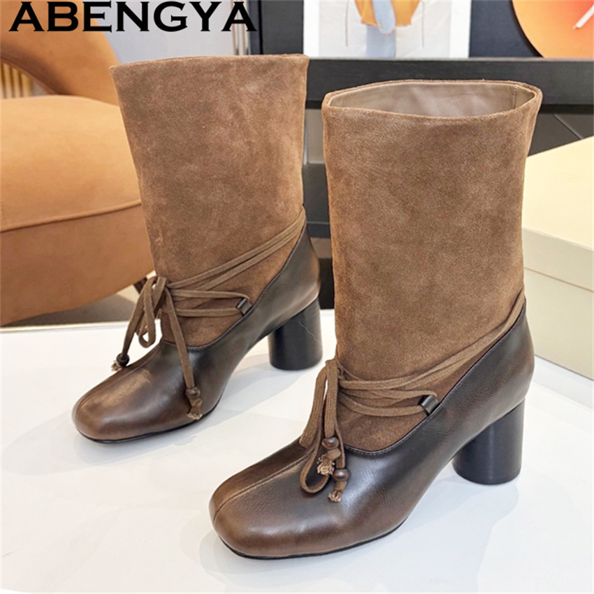 ABENGYA Chunky Heel Mid Calf B - Ethnic Fashion Week recensie en prijs